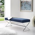 Comfortcorrect Colin Velvet X-Leg Chrome Base Bench - Navy CO2625072